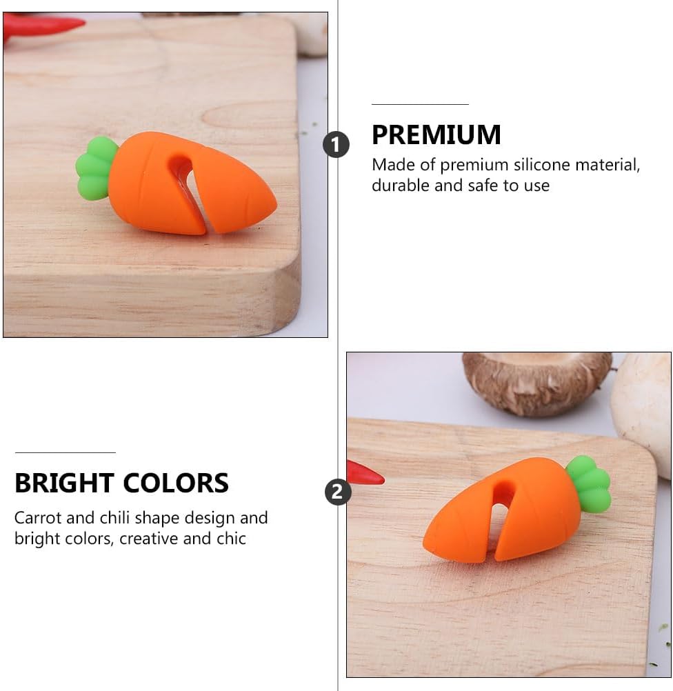 DOITOOL 8Pcs Silicone Pot Lid Lifters Heat Resistant Spill-Proof Boil Stoppers for Kitchen Soup Pots Convenient Lid Holders to Prevent Overflow Cute Carrot and Chili Design