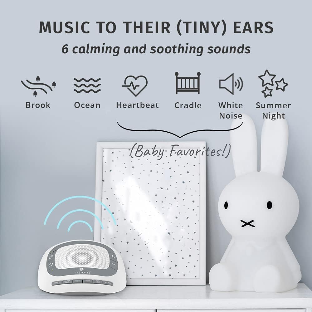 MyBaby SoundSpa White Noise Machine for Babies | 6 Soothing Lullabies for Newborns, Sound Therapy for Travel, Relaxing, Kids, Newborns, Baby Songs, Adjustable Volume, Auto-off Timer, By HoMedics | Sound Therapy for Travel, Relaxing, Kids, Newborns, Baby