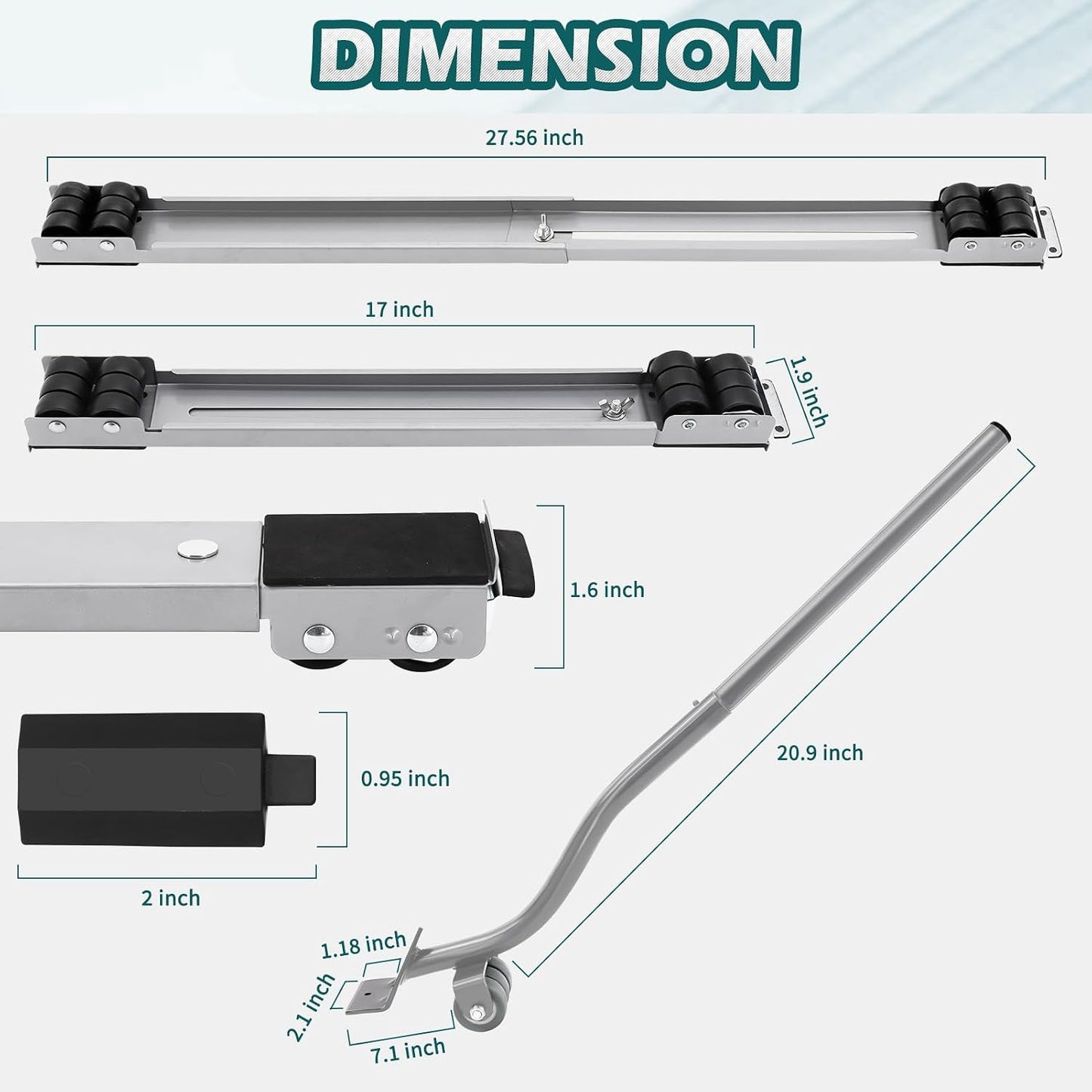 Extendable Appliance Rollers with Upgraded Furniture Lifter Tools, Grey | Extendable Appliance Heavy Duty Furniture Mover with Wheels Stand Sliders, Washers Dryers Moving Kitchen Refrigerators Sofa