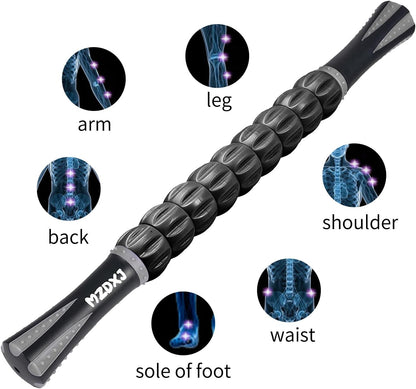 Wooden Cellulite Massage Roller for Legs and Thighs - Handheld Fascia Blaster Tool for Muscle Relief, Lymphatic Drainage & Body Sculpting - Anti Cellulite Massager for Women and Men (12 Wheel)