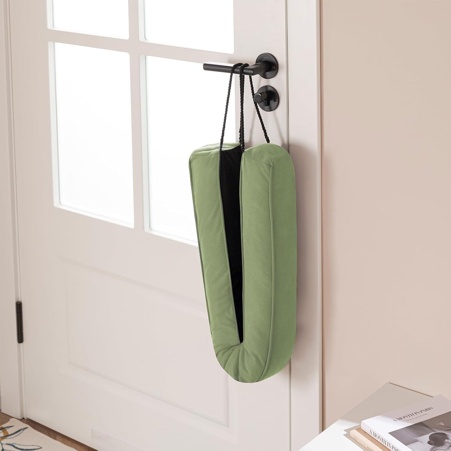 Door Draft Stopper with Removable Washable Cover, 38", Black | Weighted Gap Filler, Blocks Hot and Cold Air, All-Season Seal, Easy Install, Noise & Wind Blocker, Home Essentials