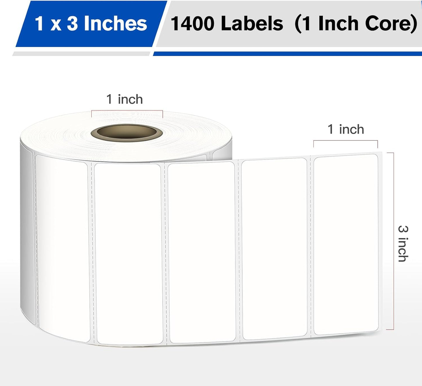 L LIKED 2" x 1" Thermal Labels, Blank Removable Labels with No Residue, Water and Oil Resistant, Use for Both Home and Office (1 Roll, 1300 Labels)