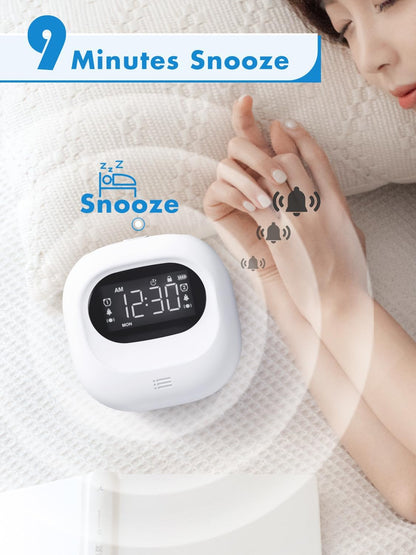 Vibrating Alarm Clock for Heavy Sleepers, Cordless Bed Shaker Clock Under Pillow for Teens, Deaf People, Adults, 3 Wake Modes, Rechargeable Battery Powered Travel Clock, Dual Alarm Clocks for Bedrooms