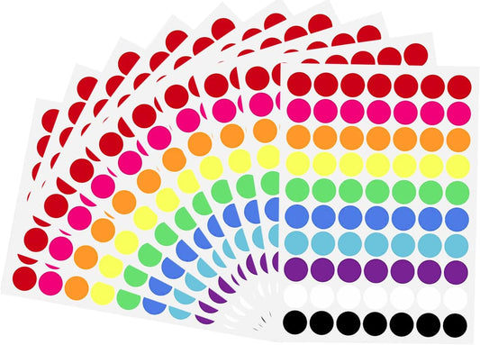 700 Pcs Colored Dot Stickers 3/4 Inch Circle Stickers Color Coding Labels | Round Stickers, Preschool Classroom Must Haves, Polka Dot Stickers for Office Student, Multi Colored, 70 Labels/Sheet