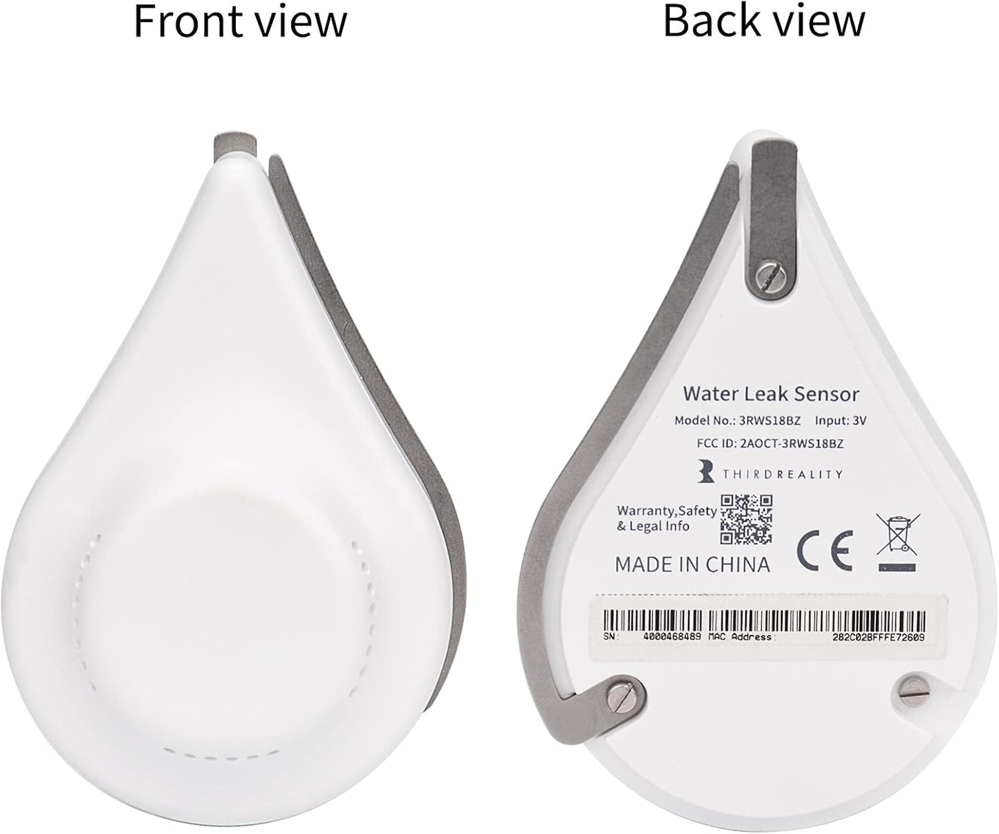 THIRDREALITY Zigbee Water Leak Sensor with Dripping Detection 2 Pack, 120 dB Alarm, App Notifications Enabled When Work with Home Assistant and Compatible Zigbee HUB, Batteries Included
