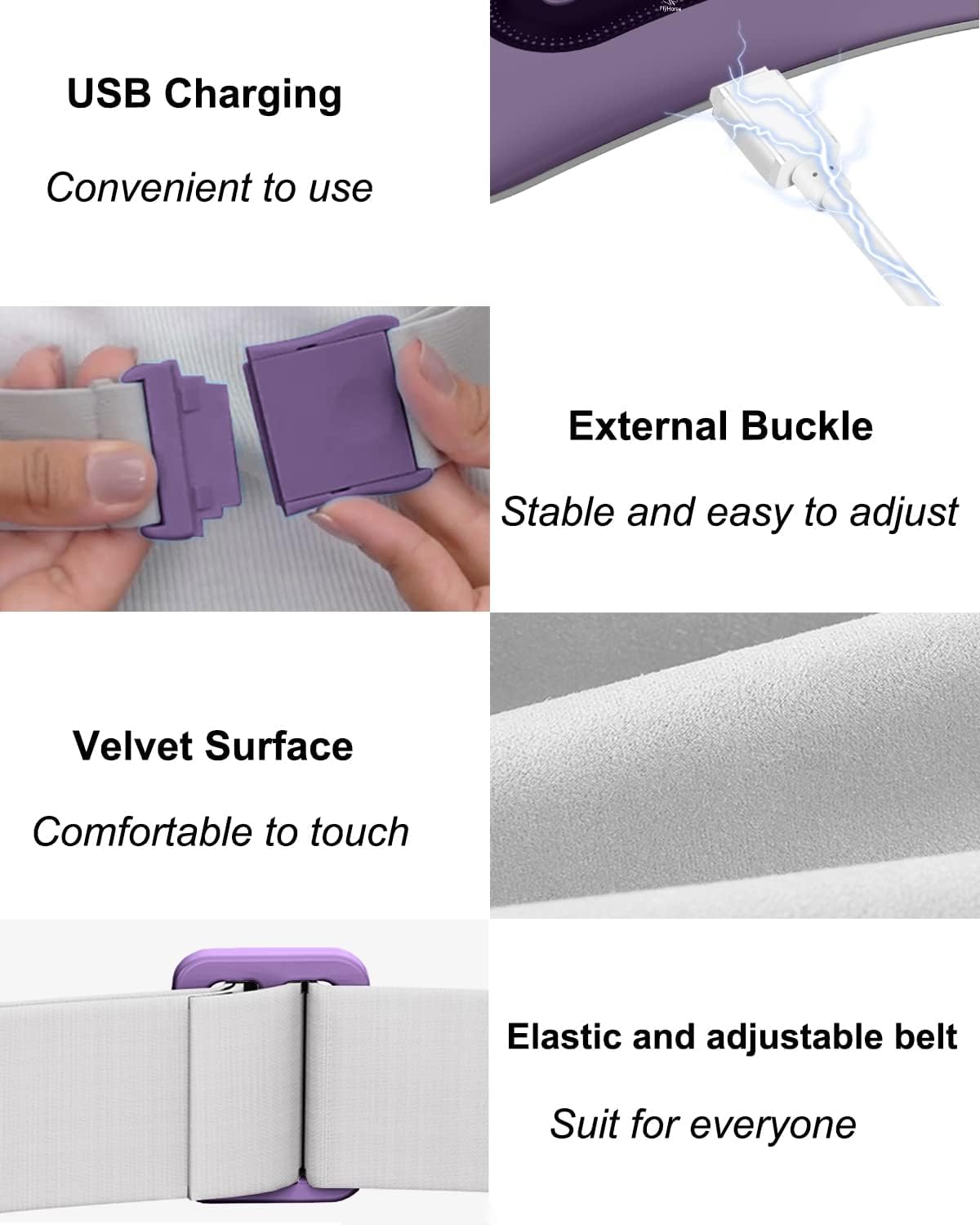 Portable Cordless Menstrual Heating Pad with 4 Heat Levels and 4 Massage Modes,Electric, Fast Large Heating Belly Wrap Belt (Black)