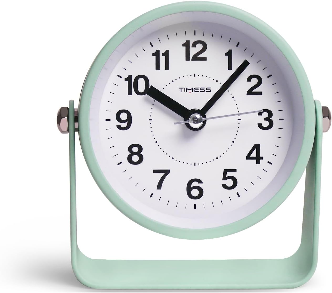 Analog Alarm Clock, Silent Non-Ticking Quartz Movement, Battery-Operated with Snooze & On-Demand Light, Easy to Set Gentle Wake Bedside Desk Clock, Ideal for Home, Travel, Office (Gray)