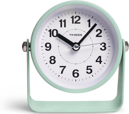 Analog Alarm Clock, Silent Non-Ticking Quartz Movement, Battery-Operated with Snooze & On-Demand Light, Easy to Set Gentle Wake Bedside Desk Clock, Ideal for Home, Travel, Office (Gray)