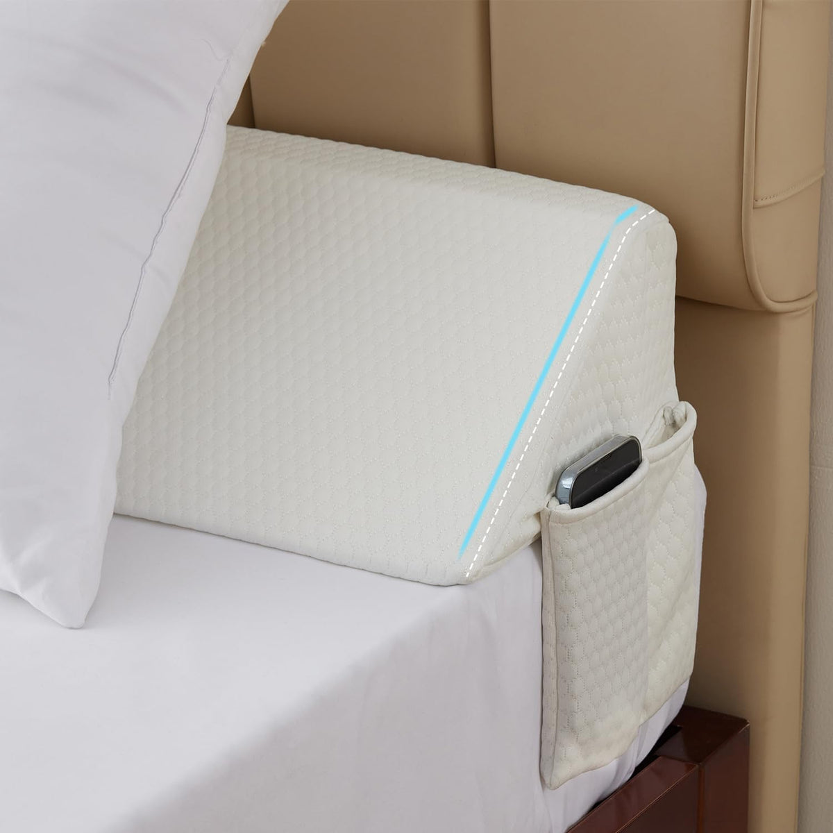 Bedluxe King Bed Wedge Pillow for Headboard, Fill The Gap (0-7")