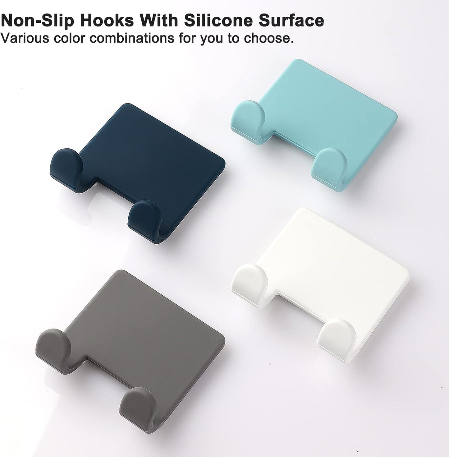 VANZAVANZU Razor Shaver Holder for Shower Wall Adhesive Hooks for Hanging, Bathroom Silicone Waterproof Shower Hooks Hair Brush Holder for Towel (2 Pack-White)