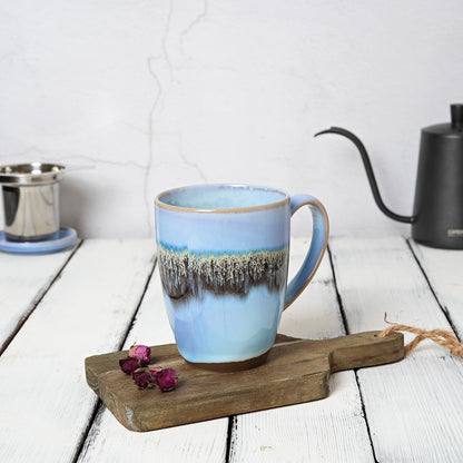 Bosmarlin Ceramic Tea Cup with Infuser and Lid, 13.5 Oz, Loose Leaf Tea Steeper Mug with Strainer, Microwave and Dishwasher Safe, Reactive Glaze (13.5 Oz, Pale Green)