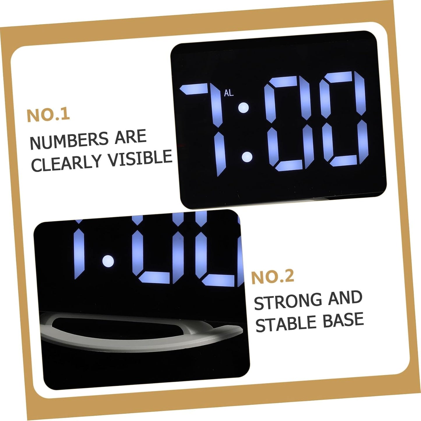 Unomor Vibrating Alarm Clock with Bed Shaker Large Digital Display Black LED Alarm Clock for Bedroom Heavy Sleepers Snooze Function for Office and Home Use