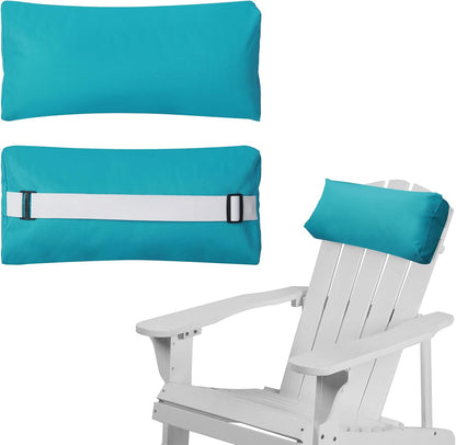 Chaise Lounge Head Pillow, 2 Pack Outdoor Patio Pillows with Adjustable Strap, Lounge Head Resting Pillow for Recliner Beach Pool Lounger Office Chair，Water Resistant Gray