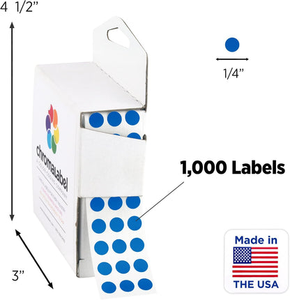 Dark Blue, Red & Yellow Dots, 1/4 Inch, 1000/Box Each Color | Writable Semi-Gloss Circle Labels in Dark Blue, Red and Yellow for Offices, Retail and Classrooms. Made in USA - Colors B