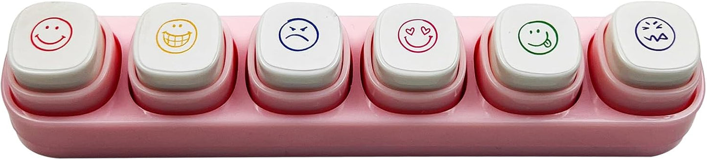6-in-1 Pre Self-Inking Planner Stamp Set - Portable Emoticon Weather Themes Stamps with Storage Case for Bullet Journal, Scrapbooking, Travel, Daily Planning -100mm x 15mm (Quick-Dry Ink, 2pcs)