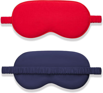 Amrules Sleep Mask Set of 2, Adjustable Silk Eye Mask for Sleeping, Soft Sleeping Eye Shade Cover for Women, Good for Blocking Light, Reducing Puffiness, Enhancing Sleep Quality (Blush Pink & Black)