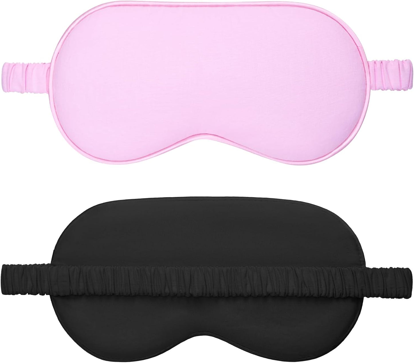Amrules Sleep Mask Set of 2, Adjustable Silk Eye Mask for Sleeping, Soft Sleeping Eye Shade Cover for Women, Good for Blocking Light, Reducing Puffiness, Enhancing Sleep Quality (Blush Pink & Black)