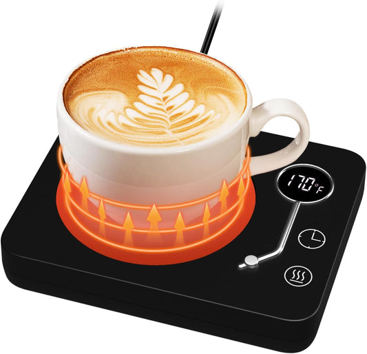 CEROBEAR Retro Coffee Mug Warmer for Desk, Candle Warmer Plate, Black