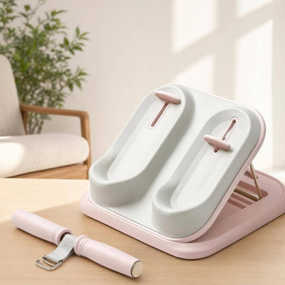 Leg Stretching Board Flexibility Board Calf Stretcher Ankle Stretcher Incline Board with Detachable Cylindrical Handle and Strap Suitable for Home Stretching Gym Mobility, Pink White