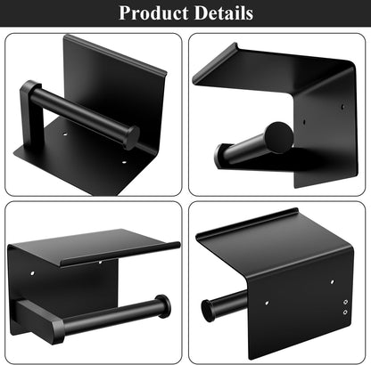 Toilet Paper Holder with Shelf Wall Mounted Toilet Paper Roll Dispenser | Heavy Duty Stainless Steel Brushed Nickel