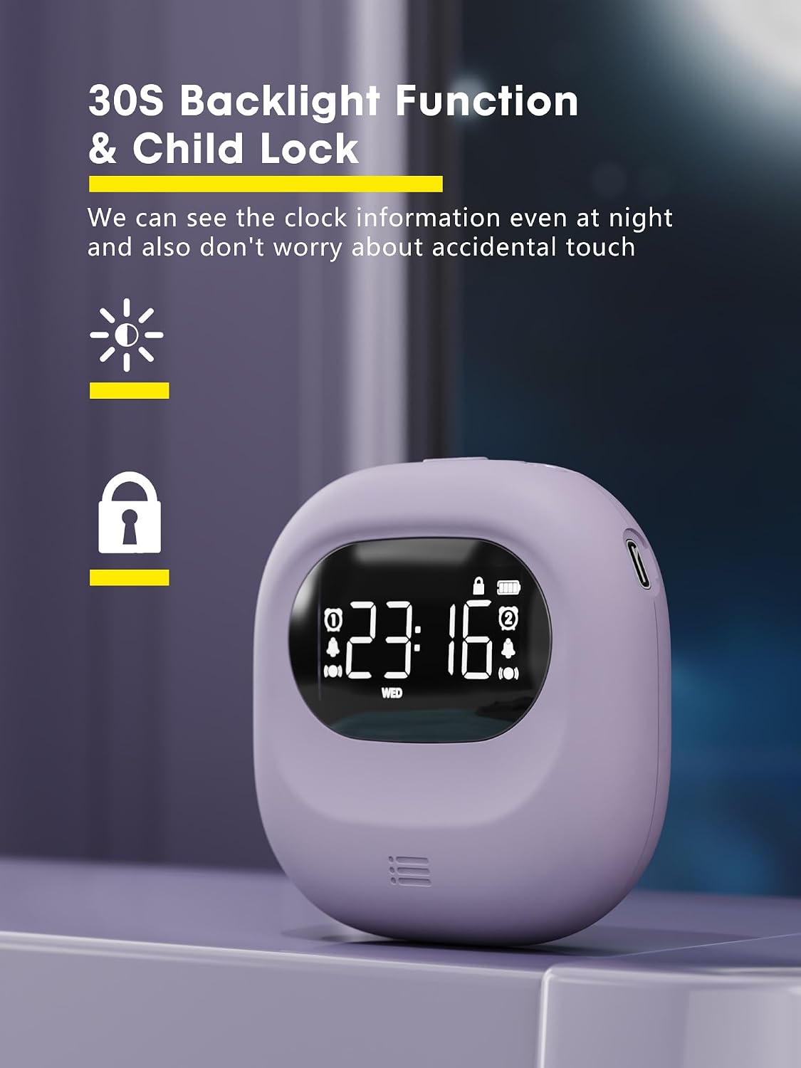 Rechargeable Vibrating Alarm Clock Bed Shaker, 3000mAh Portable Dual Alarm Under Pillow for Teens, Adults, Deaf People, 160 Days Standby for Travel, Dorm, Home Use