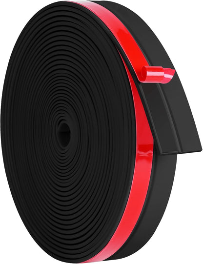 ToLanbbt Weather Stripping Silicone Door Seal Strip 2 in x 10 ft Door Draft Stopper Self Adhesive Tape, Side & Bottom Gaps Insulation Seal for Glass Shower Sliding Window, Black