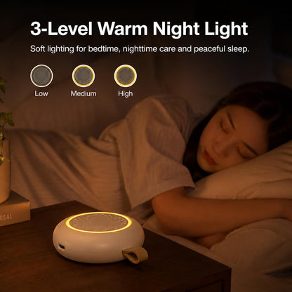 MISIRUN White Noise Machine for Baby and Adult Sleep, for Nursery Travel | 24 soothing sounds, 3-level night light, auto noise detection and 15/30/60-min timer for bedtime, stroller and travel