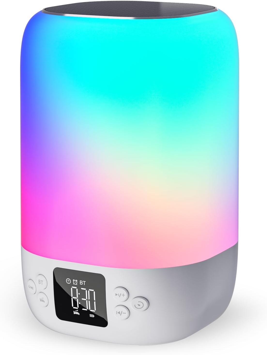 Nightlight Bluetooth Speaker Alarm Clock, Sound Machine with White Noise