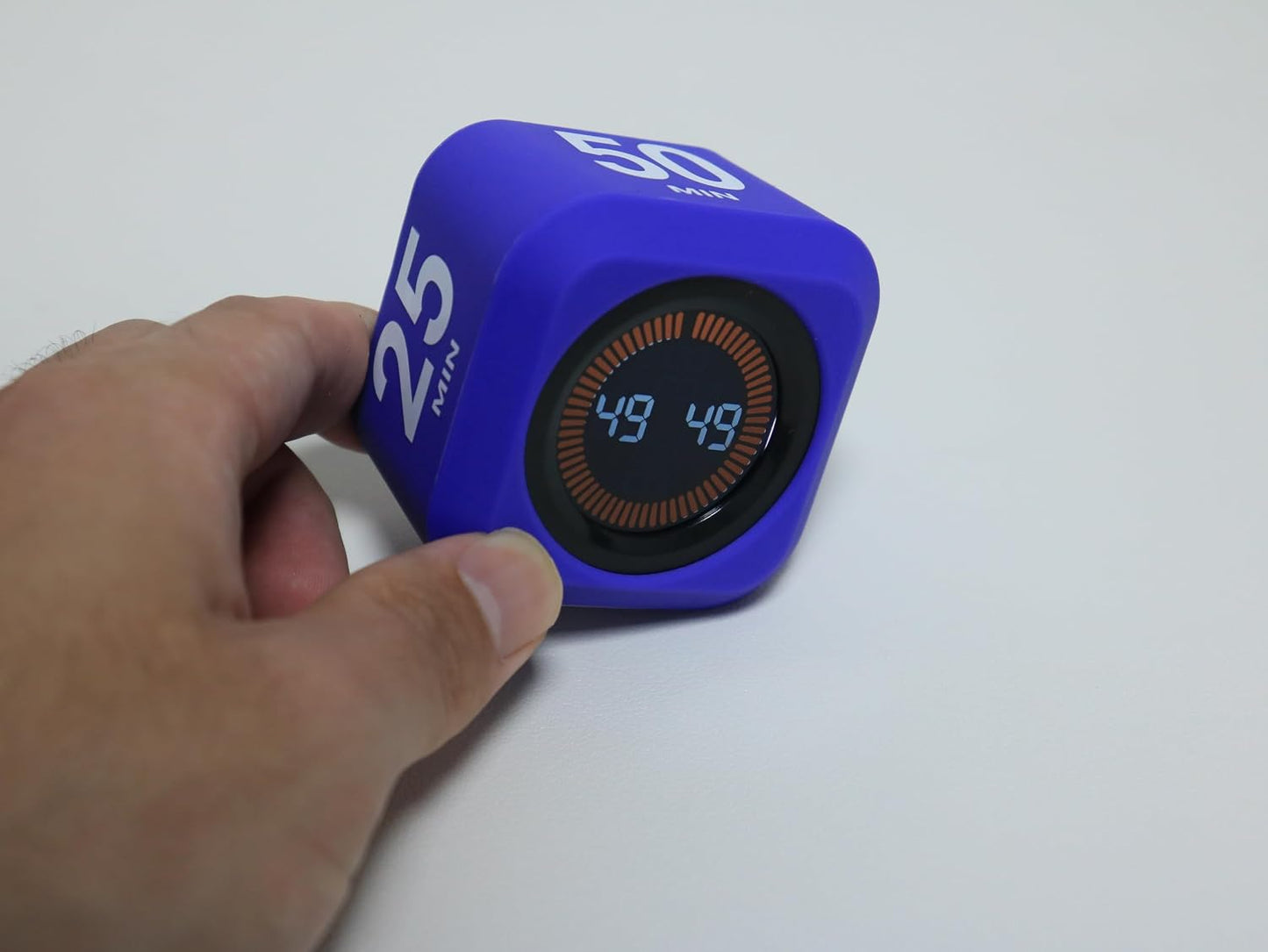 Rotating Cube Pomodoro Visual Timer 5, 25, 10 50 Minutes Preset | Custom Countdown, LED Display, Silicone Case, Loud Alarm&Silent, Rechargeable Desk Productivity Flip Timers for ADHD, Kitchen