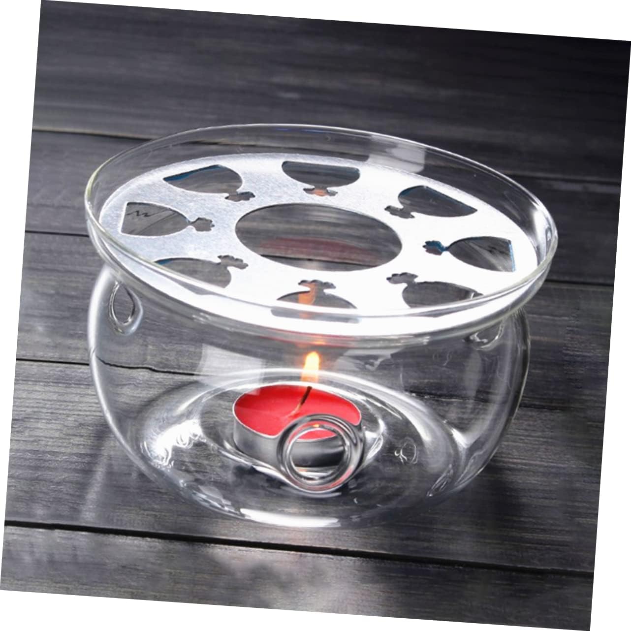 Glass Teapot Warmer with Heating Base Practical Desktop Tea Warmer for Home Use Convenient for Warming Tea and Food Compact Design for