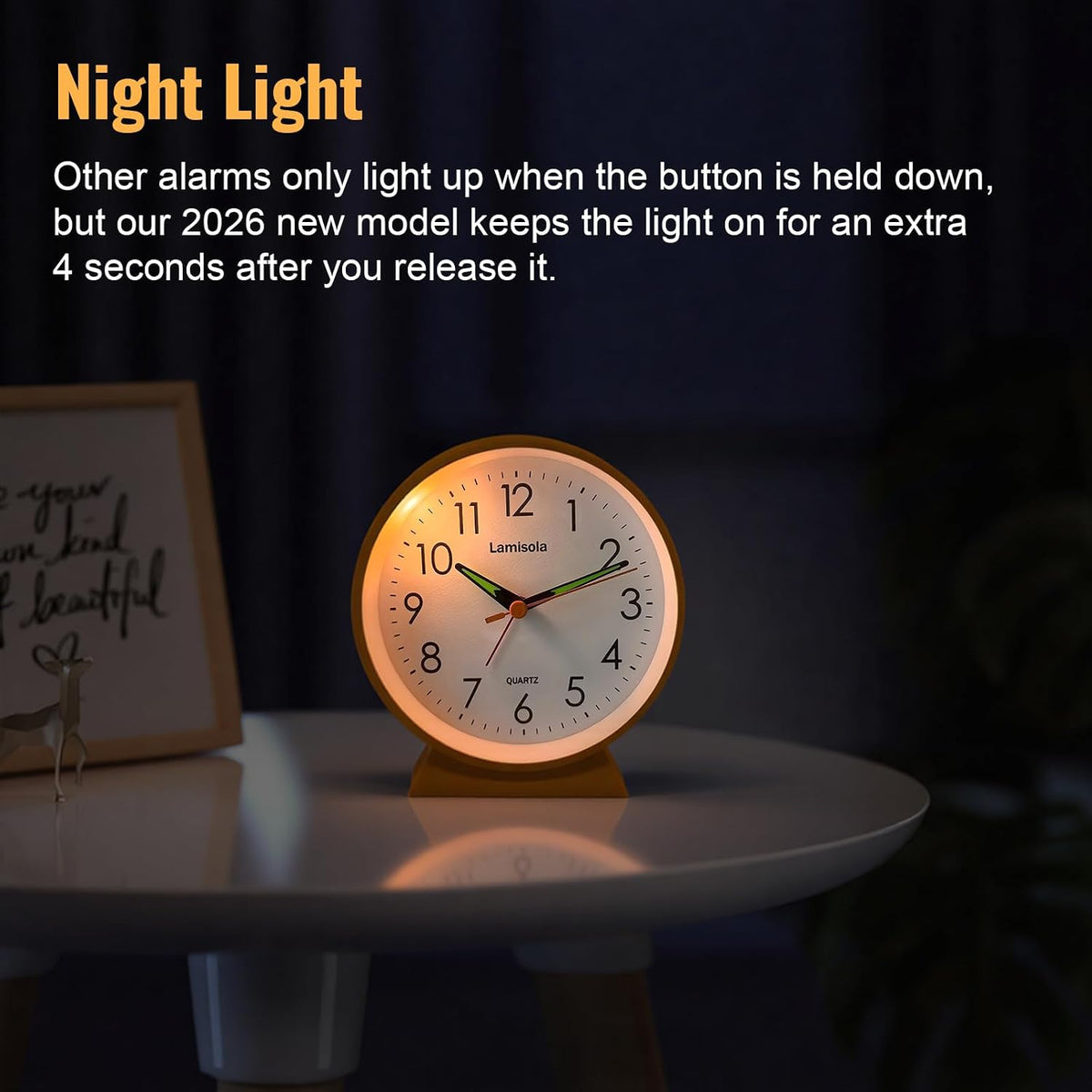 4.5 Inch Small Desk Clock Battery Analog Alarm Clock for Bedroom, Black