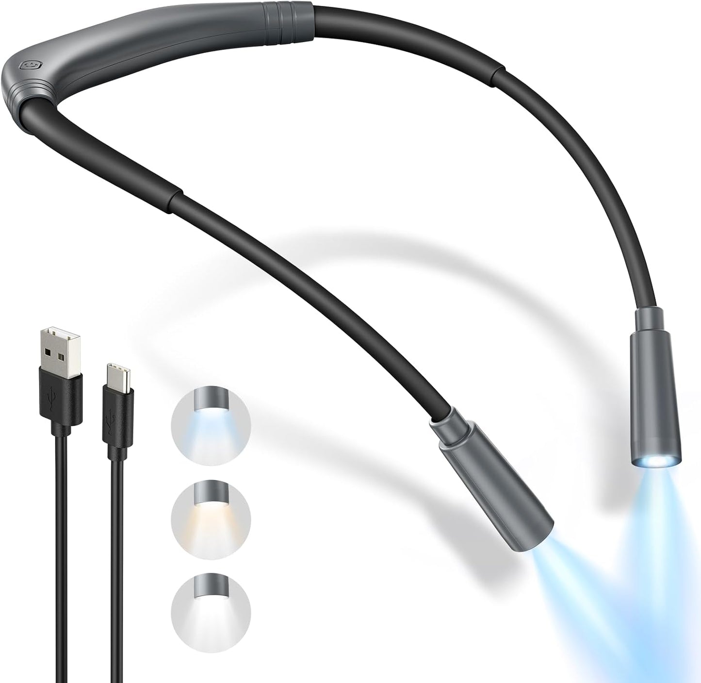 Rechargeable Book Light,3 Colors and Brightness Adjustable Reading Light,Bendable Neck Light,100hrs Long-Lasting,Perfect Reading Lamp Gift for Books in Bed, Knitting,Repairing,Working
