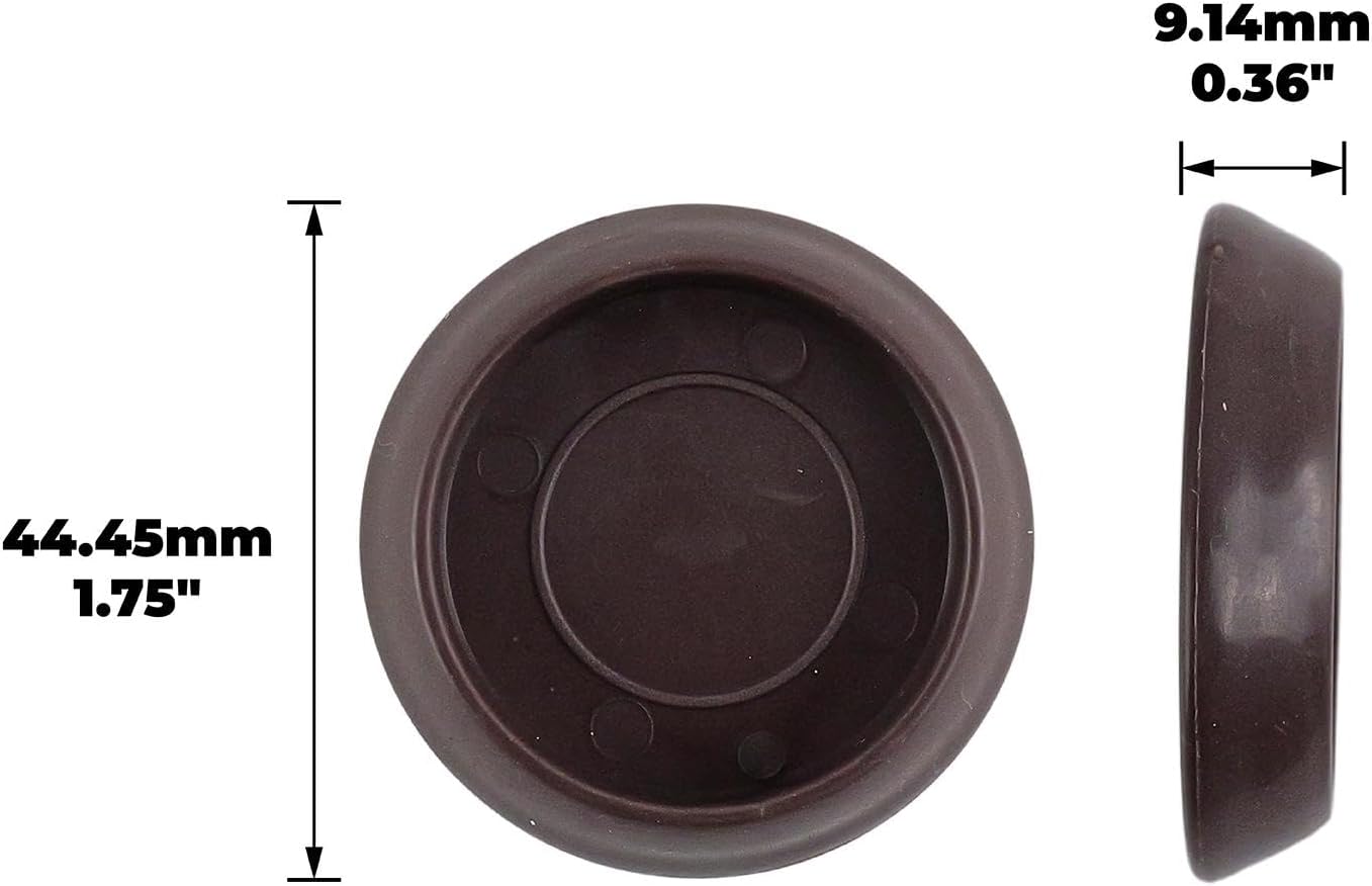 SoftTouch 1-1/4" Round Reusable Furniture Caster Cups for Couches, Chairs, Tables on Carpet or Hard Surfaces, Furniture Wheel Caster Cups with Vinyl Base, Set of 4, Brown