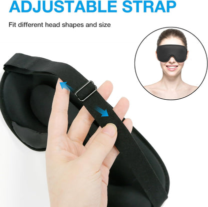 LYSIAN 3D Blackout Sleep Mask for Side Sleepers, 5 Pairs Ear Plugs, Black
