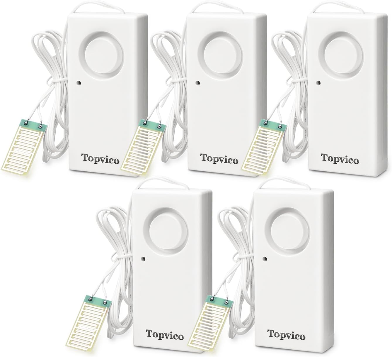 Water Alarms Leak Detector, 120dB, 37.8 Inches Cable, 2 Packs | for Home Basements, RV Water Heater, Sump Pump Overflow Moisture Floor Flood Sensor, Work Alone Battery Operated