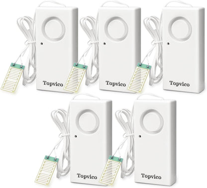 Water Alarms Leak Detector, 120dB, 37.8 Inches Cable, 2 Packs | for Home Basements, RV Water Heater, Sump Pump Overflow Moisture Floor Flood Sensor, Work Alone Battery Operated