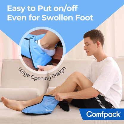 Comfpack Large Foot Ice Pack Wrap for Full Foot Ankle Pain Relief, Long Lasting Cold Ice Boot for Swelling After Surgery, Sore Feet, Broken Foot, Plantar Fasciitis, Gout, Bunion
