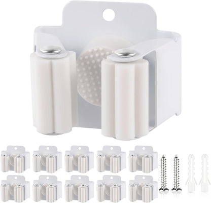 Verdenu 10 Pack Broom Holder Wall Mount, Mop Holder Wall Mounted, Stainless Steel Command Broom Holder with Screws, Garden Tool Rack Wall Mount for Kitchen, Home, Bathroom, Garage Storage, Black