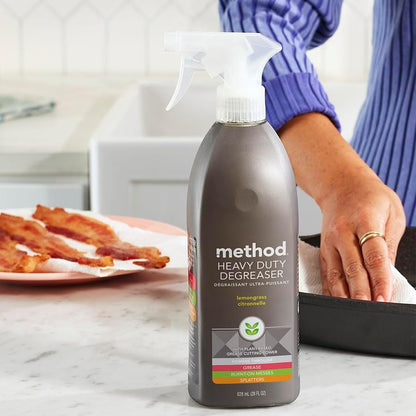 method Heavy Duty Degreaser, Lemongrass Scent, 28 fl oz | Cuts through Grease, Oil, Burnt-On Messes and Stubborn Splatters, For Use on Stove Tops, Range Hoods, Microwaves, and More