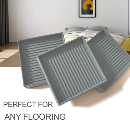 Furniture Coasters 4 Pcs 4” Furniture Caster Cups - Non Slip Furniture Pads Hardwoods Floors - Non Skid Grippers Rubber Furniture Feet Anti Slide Floor Protector for Bed Couch Stoppers Black