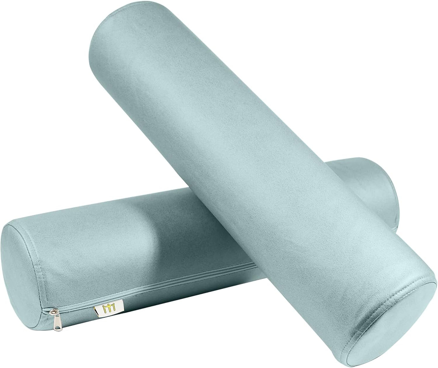 2 Pack Neck Roll Pillow, High-Density Foam Cylinder Bolster Pillow for Neck, Back & Lumbar Support, Ergonomic Round Pillow for Side Sleepers, Sleeping, Removable Washable Cover (7.9''x23.6'' Orange)