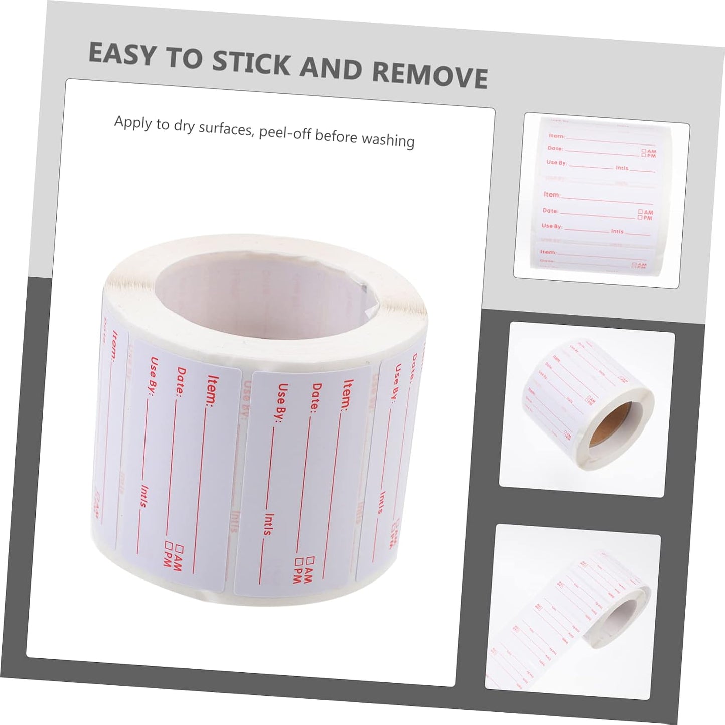 TEHAUX 1roll Writing Rotation Labels Food Labels Stickers Tiny Stickers for Day Dots Dry Surface Adhesive Removable for Restaurant Home and Grocery Stores