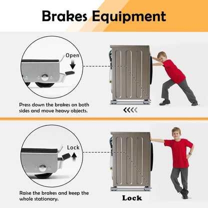Extendable Furniture Appliances Rollers, Mover Tools for Moving, Black | 24 Roller & Brake Equipment for Heavy Washing Machine Refrigerator for Mobile Wheels Strong Base Stand Hold Up to 660 lb