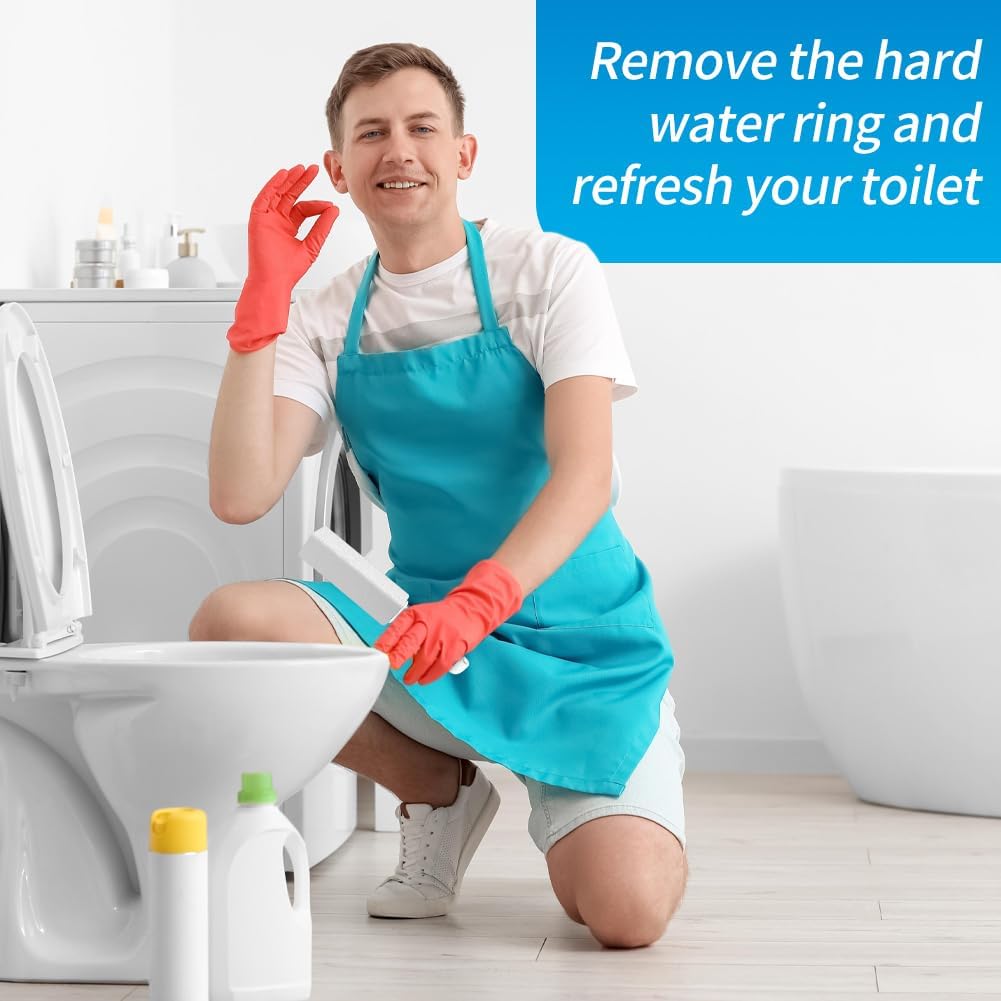 4TH Pumice Stone for Toilet Bowl Cleaning,Pumice Stick with Handle,Cleans Away Limescale Stain,Hard Water Rings, Calcium Buildup,Iron and Rust. Remover for Tile/Bath/Kitchen/Household - 2 Piece