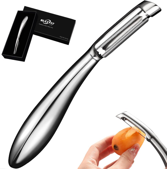 SUCCFLY Stainless Steel Vegetable Peeler Set, Premium Veggie Fruit Peeler | Ultra Sharp Potato Apple Carrot Peelers, Rotary Serrated 420J2 Blade, Thicken Non-Slip Ergonomic Handle, 5-Year Warranty