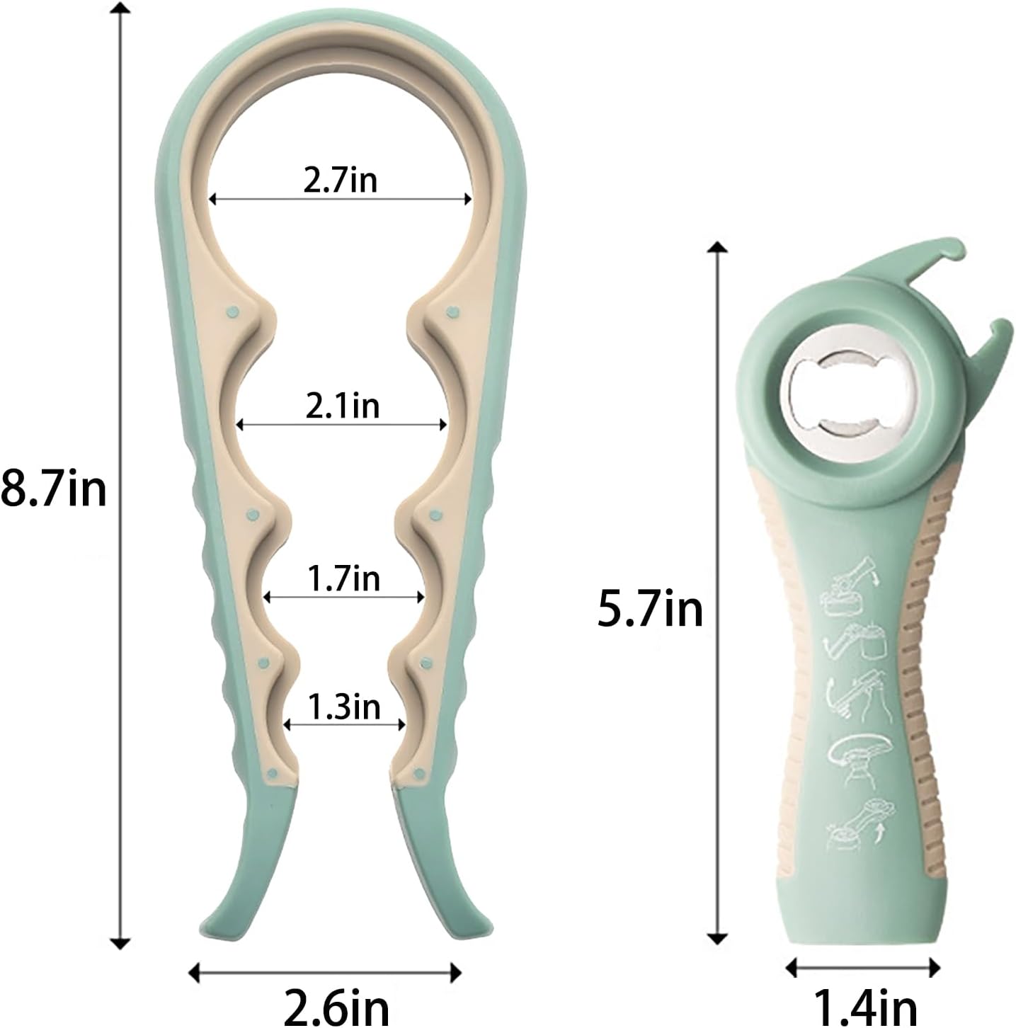 Jar Opener for Seniors with Arthritis,Jar Opener for Weak Hands,5-in-1 Bottle Opener,4-in-1 Can Opener (A-Blue)