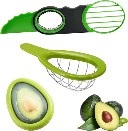 3 Piece Avocado Slicer Set, Includes Avocado Slicer, Avocado Cutter and Avocado Storage Container, Dishwasher Safe, for Avocado Cutting and Peeling, Essential Mashing Kitchen Tool