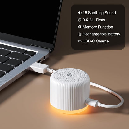 Portable Sound Machine for Baby Adults,LEICEX Travel Sound Machine,15 Non-Looping Sound Timer and Memory Play, Mini White Noise Machine for Sleeping Office Privacy Travel Gift