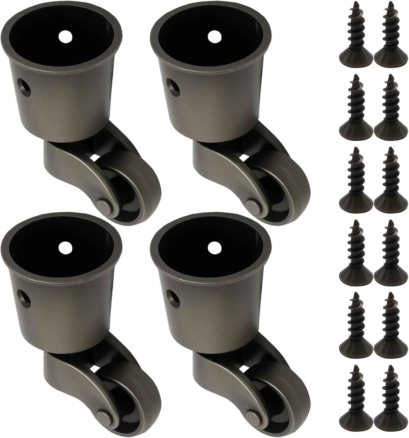 Anxingo 4 PCS 2.36 x 1.5 inch Antique Cyan Alloy Caster Cups Wheels, 360-degree Swivel Pulley, Suitable for Classical Furniture, Piano Legs, Coffee Tables, Bookshelves