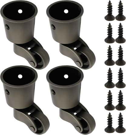Anxingo 4 PCS 2.36 x 1.5 inch Antique Cyan Alloy Caster Cups Wheels, 360-degree Swivel Pulley, Suitable for Classical Furniture, Piano Legs, Coffee Tables, Bookshelves